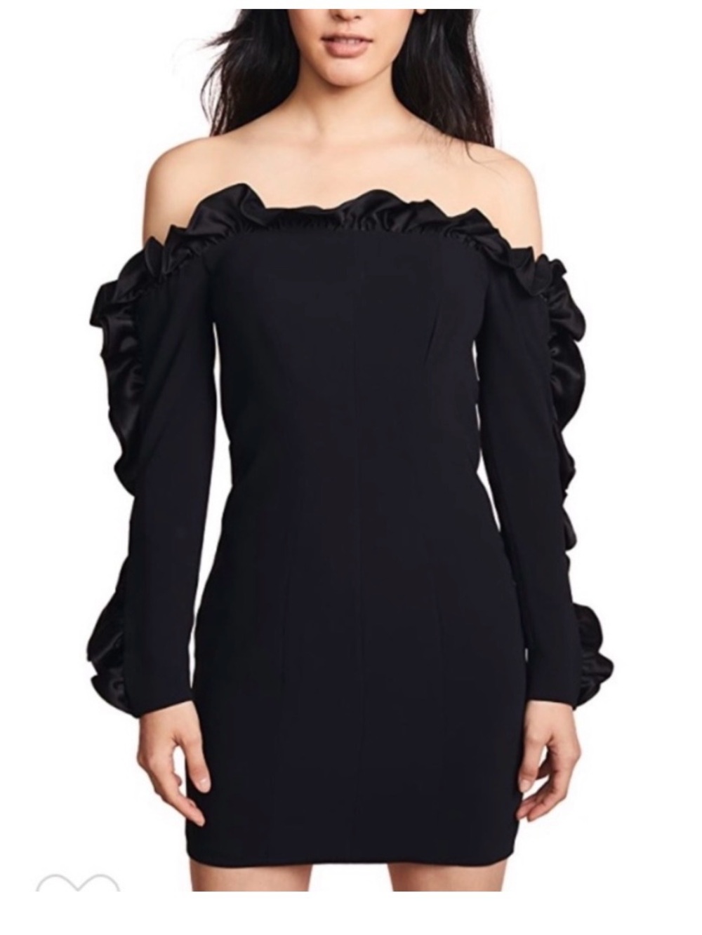 Cinq à Sept Rosemarie Satin Ruffle Off-Shoulder Cocktail Dress (4)
